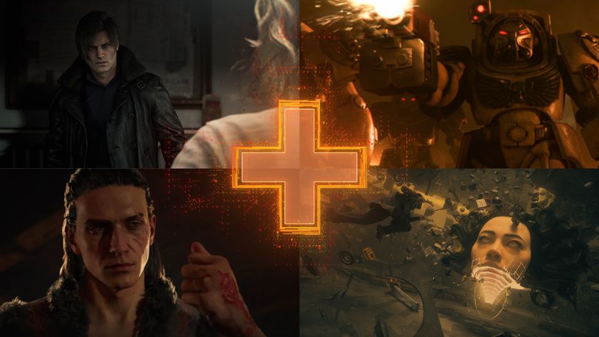 Upcoming PC games for 2026 showing Leon Kennedy in Resident Evil Requiem, marines in Warhammer 40,000: Dawn of War 4, Coen in The Blood of Dawnwalker, and a woman's face in Control Resonant